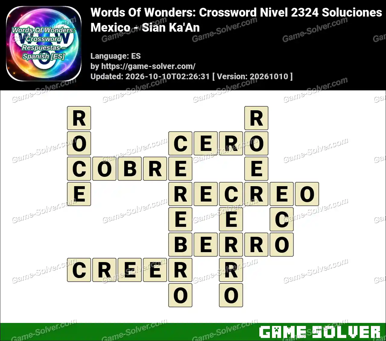 Words Of Wonders: Crossword Nivel 2324 Soluciones – Mexico – Sian Ka’An